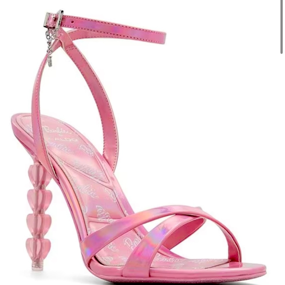 Aldo BARBIE Barbiecore pink HEARTS shoes heels, size 7, 37.5 NEW in box!
